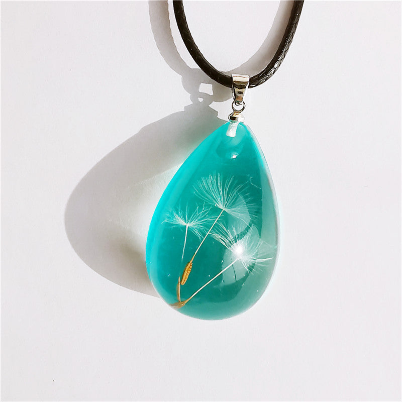 Wholesale  selling artificial drop glue dandelion dried flower necklace real plant specimens handmade DIY necklace